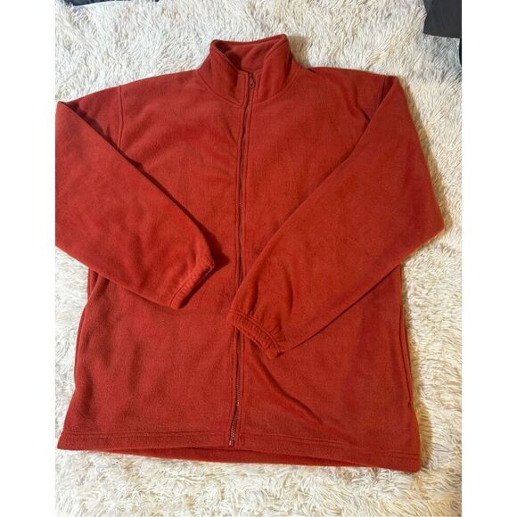 Passion USA Men's Rust Long sleeve zip up mock neck fleece sweater size L - Picture 1 of 6